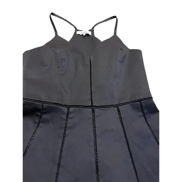 Parker Black Fit and Flare Mini Dress V-Neck Racerback Ladder Stitch XS - Picture 6 of 10